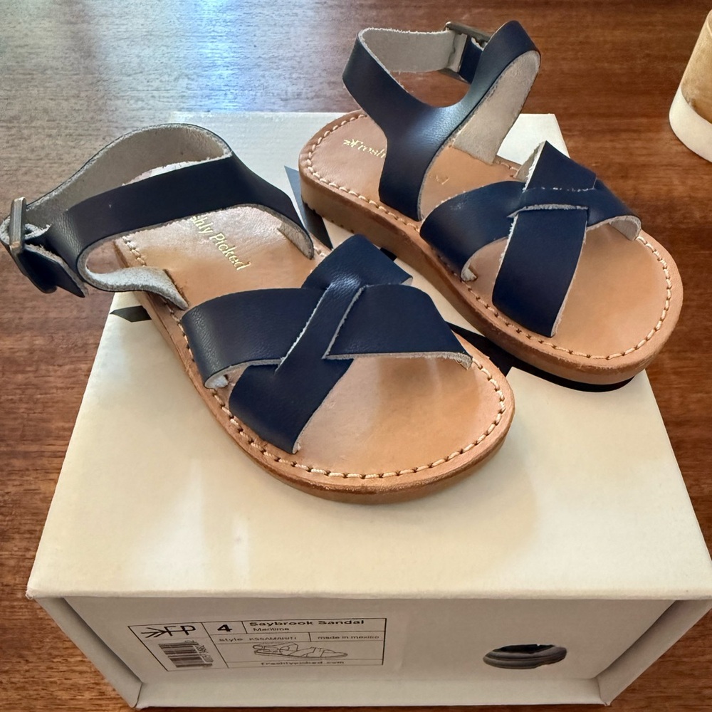 Freshly Picked Navy and Tan Kids Sandals